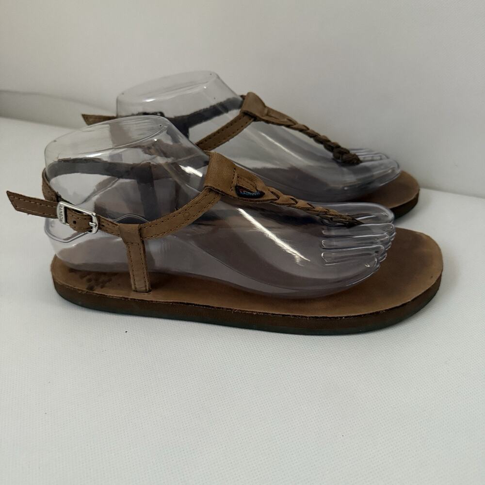 Rainbow Sandals WMS SZ M 6.5-7.5 Brown Leather T Street Braided Ankle Boho Shoes